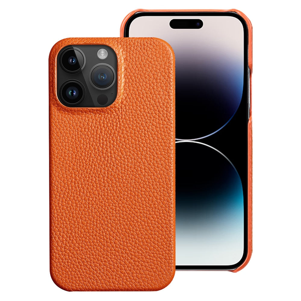 Orange Genuine Leather - covermaze iPhone 14 0