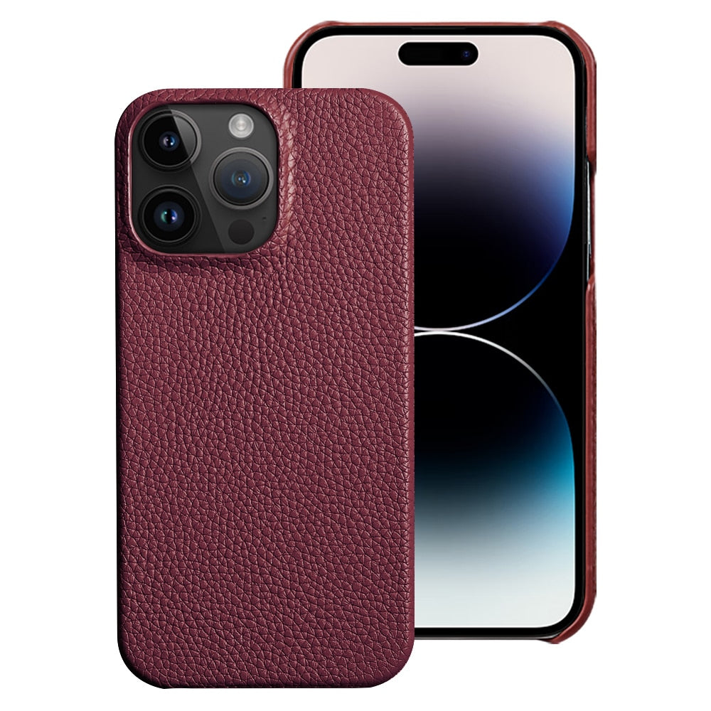 Deep Red Genuine Leather - covermaze iPhone 14 0