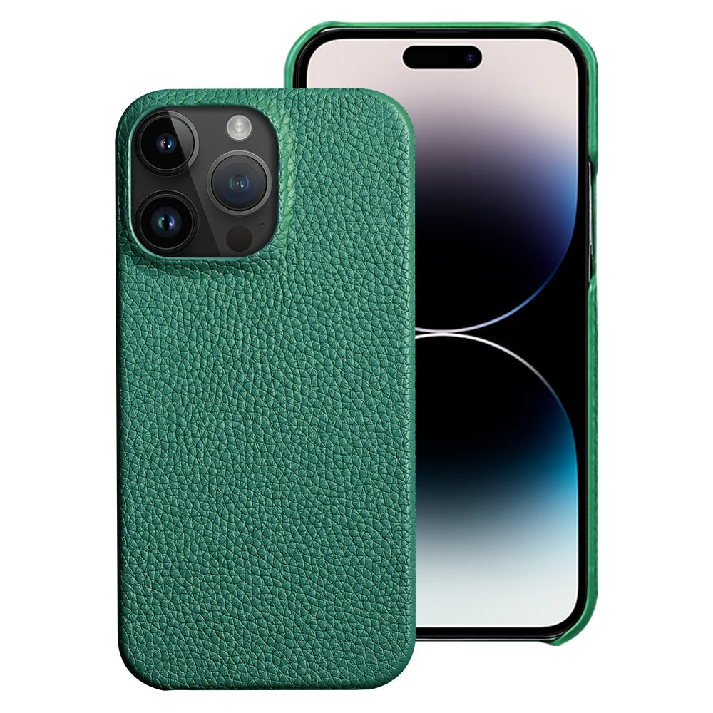 Green Cowhide Leather - covermaze iPhone 14 0
