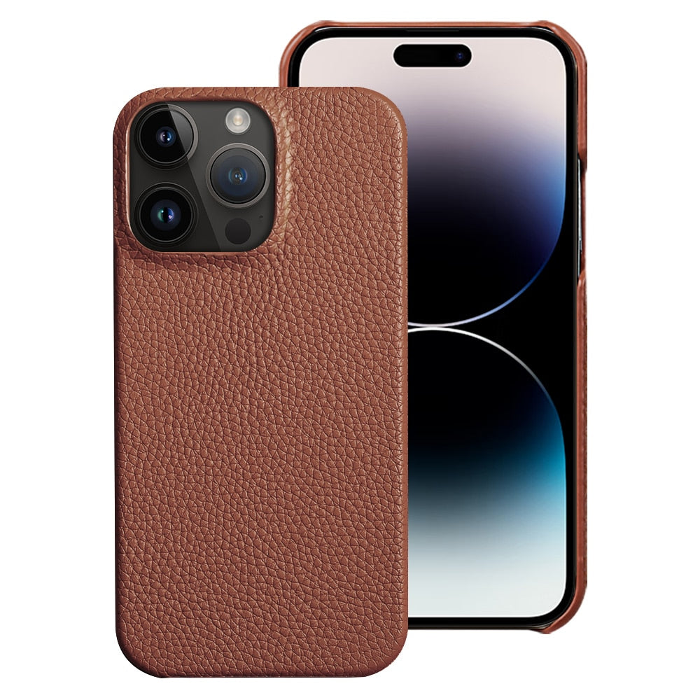Brown Genuine Leather - covermaze iPhone 14 0